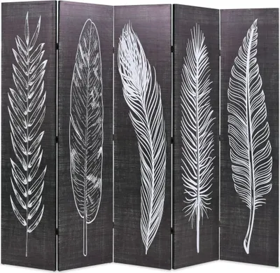 Produktbild von Raumteiler klappbar 200 x 170 cm Federn Schwarz-Weiß