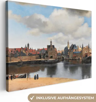 Zdjęcie produktu dla MuchoWow® - Obraz na płótnie - Vermeer - Miasto - Starzy Mistrzowie - Sztuka, obraz na ścianę, dekoracja ścienna obrazy do salonu, 40x30cm