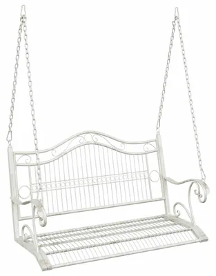 Zdjęcie produktu dla Ławka huśtawkowa vidaXL, stalowa, 115 x 61 x 63 cm, kolor antyczny biały