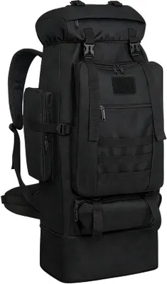 Produktbild von 100-Liter-Campingrucksack – Wasserdichter Wanderrucksack für Damen und Herren – Verstellbarer MOLLE-Rucksack für Outdoor-Aktivitäten und Reisen – Schwarz – Ideal