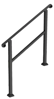 Produktbild von VEVOR Schmiedeeisen-Handlauf, passend für 2 oder 3 Stufen, Außenstufen-Geländer, verstellbarer Handlauf für die Veranda, schwarze Übergangs-Handläufe für Betontreppen oder Holztreppen mit Montagekit, Schritt 2 oder 3-a, 101,6 cm