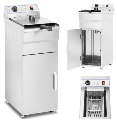 Obrázek produktu pro Expondo Royal Catering Elektrická fritéza – 16 l – 6000 W – 400 V – spodní skříňka – vypouštěcí kohoutek –