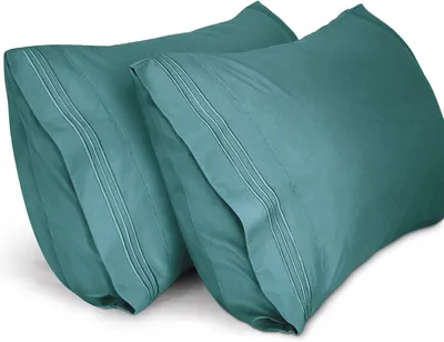 Productafbeelding van Kussenslopen (2 Stuks), 40 x 80 cm Geborduurd Zachte Kussenslopen van Geborsteld Microvezel, Machinewasbaar Kreukvrij Ademend, Groen