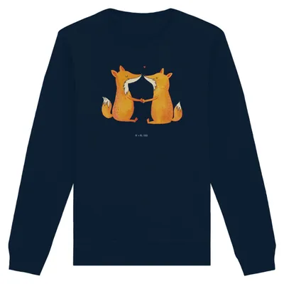 Produktbild von Mr. & Mrs. Panda Baumwoll Pullover Füchse Liebe Größe L - French Navy - Geschenk, Paar, Fuchs, Ehemann, Fair Fashion, Sweatshirt, Freundin, Pulli, Sweater