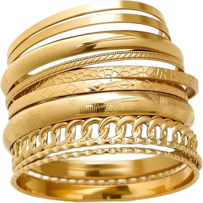 Zdjęcie produktu dla Zestaw bransoletek 10 sztuk, pozłacane 14K, dla kobiet