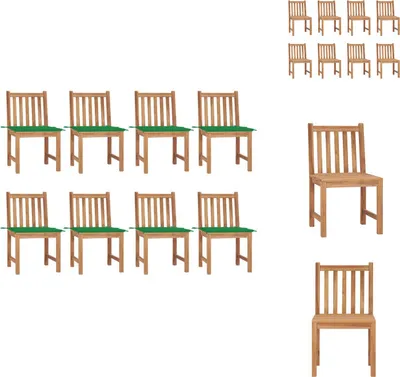 Produktbild von vidaXL Gartenstühle 8 Stk. mit Kissen Massivholz Teak -  Gartenstühle