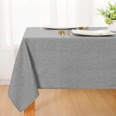 Immagine prodotto di Tovaglia lavabile, aspetto lino, 140x240 cm, grigia, rettangolare