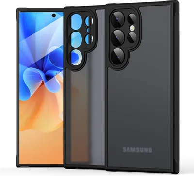 Produktbild von Hülle für Samsung Galaxy S24 Ultra. Bumper Eckenschutz Matt Schwarz