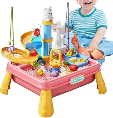 Productafbeelding van Watertafel voor buiten - Sensorisch spel - Buiten spelen - Met pomp - 31 x 12 x 30 cm - Roze
