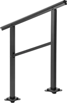 Image de SucceBuy Outdoor Main courante 165LBS charge aluminium Escalier Main courante 36 x 35" Garde-corps pour escaliers extérieurs Transitional gamme 0 à 50° S'adapte 2-3 pas avec kit de vis
