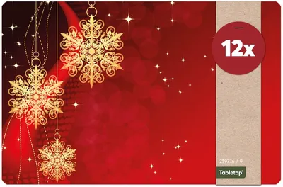 Produktbild von Abwaschbare Tischsets 12er Set Weihnachten Schnee & Sterne