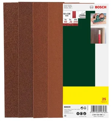 Produktbild von Schleifblatt-Set für Schwingschleifer, 25-teilig, ungelocht, 93 x 230 mm, 60-240