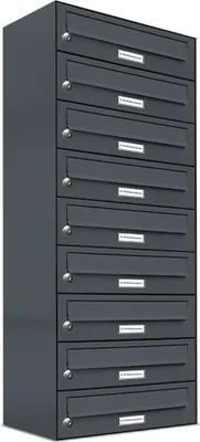 Produktbild von 9er Briefkasten Anthrazit Anlage 9 Fach Wandbriefkasten Postkasten