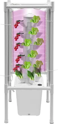 Produktbild von Hydroponik System - Vertikaler Hydroponik-Turm - 30 Pflanzlöcher - 10 l Wassertank - Für Anzucht und Vermehrung - Weiß