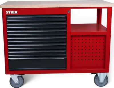 Produktbild von STIER Fahrbare Werkbank Open Space, 11 Schubladen
