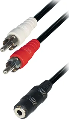 Produktbild von Transmedia Verbindungskabel; 2x Cinchstecker - Klinkenkupplung 3,5 mm stereo, 0,2 m, A 38-0,2