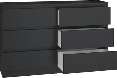 Zdjęcie produktu dla Topeshop M6 120 CZERŃ, Czarny, 6 szuf., Płyta wiórowa, Monochromatyczny, Nowoczesny, Płyta wiórowa