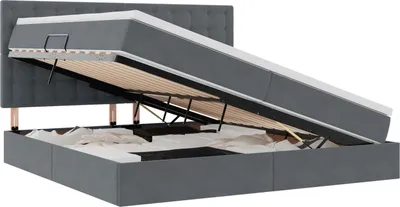 Obrázok produktu pre vidaXL Úložná posteľ s matracom tmavosivá 200 x 200 cm zamat