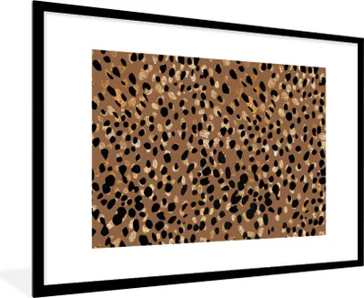 Produktbild von MuchoWow® Gerahmtes Poster Tiermuster - Leopard - Gold - Braun 90x60 cm - Poster mit Schwarzem Bilderrahmen Wandposter Rahmen Foto Bilder - Wanddekoration - Fotos