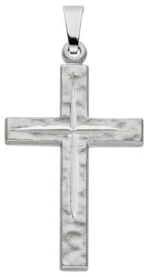 Produktbild von Anhänger Kreuz 28,5x16,7mm aus 925 Silber rhodiniert teilmattiert diamantiert
