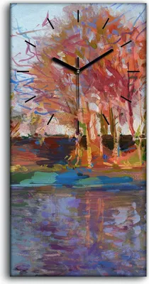 Produktbild von Dekor Leinwand Uhr Wandbilder 30x60 Malerei Abstrakte Wald Bäume See Natur - schwarze Hände