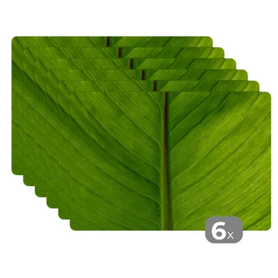 Obrázok produktu pre MuchoWow® Podložky Sada 6 podložiek Umývateľné podložky 30x45x0.3cm Listy - textúra - zelená Podložka pod stôl Nekĺzavá a odolná voči teplu