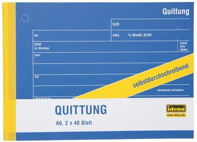 Produktbild von Idena Quittung A6 quer 2x40 Blatt selbstdurchschreibend