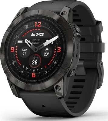 Produktbild von Garmin epix Pro - Sapphire Edition - 51 mm - Titanium Carbon Gray DLC - intelligente Uhr mit Band - Silikon - schwarz - Handgelenkgröße: 127-210 mm - Anzeige 3.556 cm (1.4")