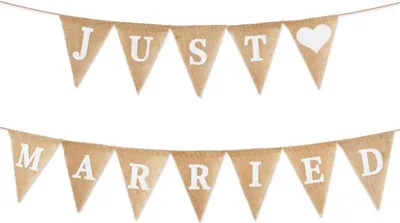 Produktbild von Just Married Jute Girlande Deko Hochzeit Banner Boho Frauen