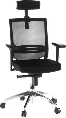 Produktbild von hjh OFFICE Profi Bürostuhl PORTO MAX Ergonomischer Schreibtischstuhl mit Armlehnen (höhenverstellbar) Stoff / Netzstoff Schwarz Drehstuhl für Büro, Zuhause