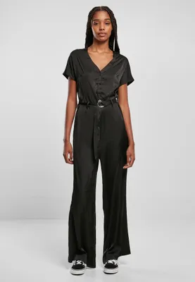 Produktbild von TB5072 - Ladies Satin Wide Leg Belt Jumpsuit black S