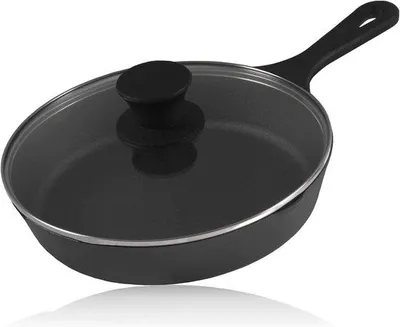 Obrázek produktu pro Grilovací pánev z litiny, průměr 19 cm, s skleněnou poklicí