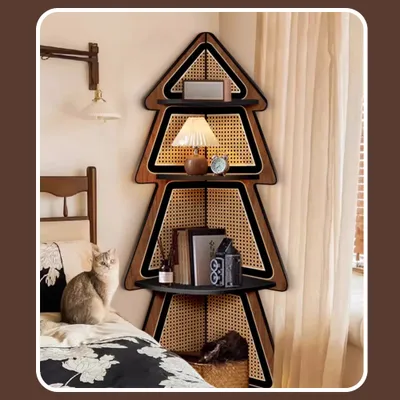 Produktbild von Regal Wohnzimmer-Eckenschrank Eck-Aufbewahrungsregal Bodentiefes Eckenschränkchen Dreieckiges Ablageregal Eckbücherregal /ZJ40170/