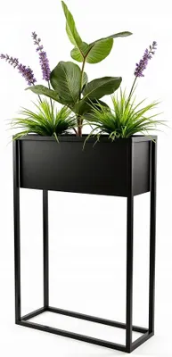 Produktbild von FRAMADO, Pflanzenständer Petto, Metallregal, Blumenständer, 40x21x60cm, Schwarz