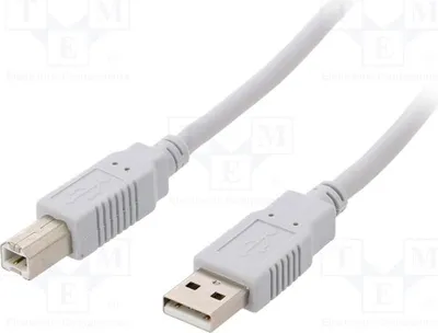 Immagine prodotto di 1 cavo USB A-B da 2 metri, USB 2.0, colore grigio chiaro, modello BQC-USB2AB/2. Cavo USB