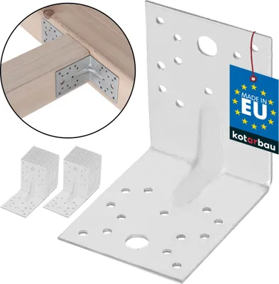 Produktbild von KOTARBAU® 25 Stk. Winkelverbinder 100x100x80mm verzinkter Stahl mit Sicke Metallwinkel 90 Grad Silber Holzverbinder Schwerlastwinkel