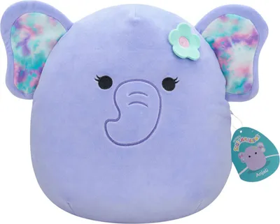 A plush toy elephant named Anjali, part of the Squishmallows series.