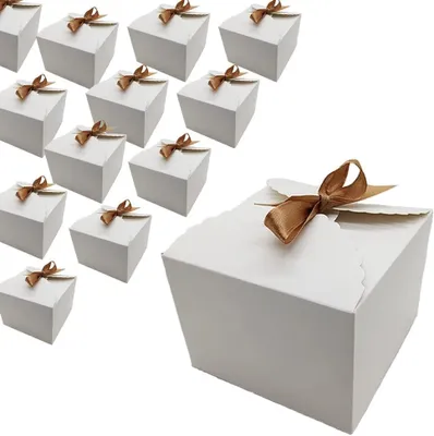 Zdjęcie produktu dla Składane Pudełka Prezentowe 20 Sztuk, Białe Kraftpapier, 12 x 12 x 9 cm, do Pakowania Prezentów