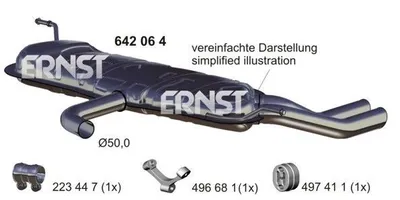 Produktbild von ERNST 642064 Endschalldämpfer für SEAT Altea (5P1) Auspuff