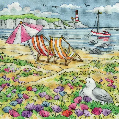 Zdjęcie produktu dla Zestaw do haftu krzyżykowego Heritage Aida "Sommerufer", wzór liczony, BSSU1578-A, 20,5x20,5cm
