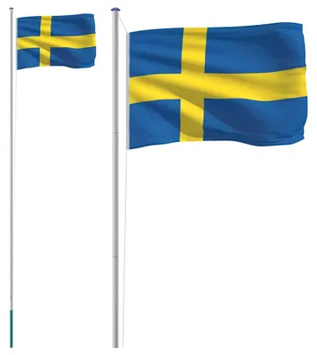 Produktbild von vidaXL Flagge Schwedens mit Mast 6,08 m Aluminium