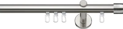 Produktbild von SN Deco Gardinenstange Innenlauf Brest, 19 mm, 1-läufig, Stahl, Komplett-Set mit Ringen, Profilträger, 200 cm, edelstahl optik