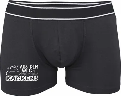 Produktbild von Boxershorts - Mann - Boxer-0027-man-black-v-S - schwarz - S - vorn - Aus dem Weg ich muss Kacken - lustiges Motiv - Spruch - Unterwäsche - Unterhose - Freizeit - lustig
