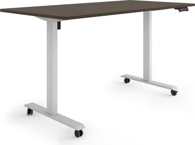 Produktbild von ESMART Germany ETX-121GE 160x80cm Ebenholz Nachbildung Ergonomischer Steh-Sitz-Schreibtisch auf Rollen Stufenlos elektrisch höhenverstellbar 78,5-128,5cm 3x Memory Aktivitätserinnerung Soft-Start/Stopp