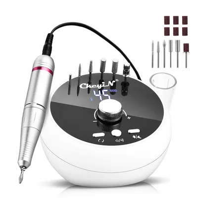 Produktbild von CkeyiN Maniküre-Pediküre-Set Elektrischer Nagelfräser Nagelfeile Set 45000U/min mit Stufenloser Geschwindigkeitsregler, Fußpedal, 12 Zubehören