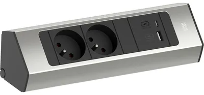 Image de BACHMANN CASIA2 2 prises UTE, 1 prise USB A/C 22 W, 2,0 m, AEH, aspect acier inoxydable