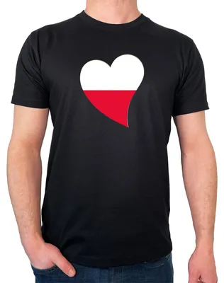 Produktbild von Huuraa Herren T-Shirt Polen Flagge Herz S Black Bio Baumwolle Fairtrade Herrenshirt Geschenkidee