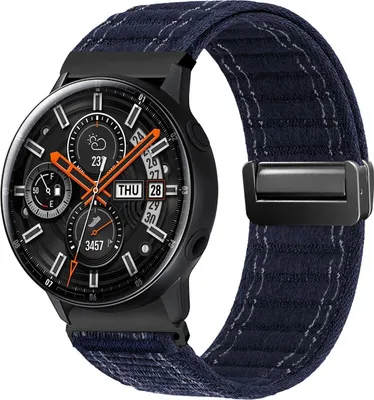 Produktbild von Smartwatch Armband für Samsung Galaxy Watch Active 40mm Nylon Textil Band Ersatzband Wechselband Magnetverschluss flexibel atmungsaktiv Blau Dunkelblau