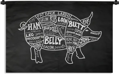 Produktbild von MuchoWow® Wandteppich Wandbehang Schwein - Fleischer - Fleisch 60x40 cm Tapisserie Dekoration Wandtuch - Wanddekorationen