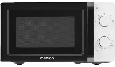 Image de Micro-ondes MEDION petit format (20 litres, 700 watts, compact et peu encombrant, 5 niveaux de puissance, fonction décongélation, fonction minuterie, MD11475) blanc